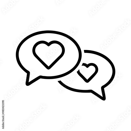 Speech Bubbles with Heart Icon Representing Love, Romantic Chat, and Emotional Communication