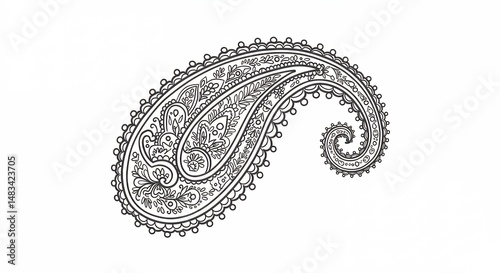 Ornate grayscale paisley design