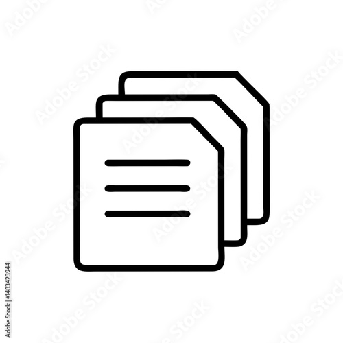 Stacked Document Pages Icon Representing Paper Files, Office Records, and Administrative Documents