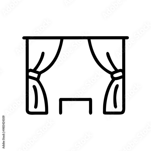 Stage Curtain Icon Representing Live Show, Theater Performance, and Entertainment Event Opening