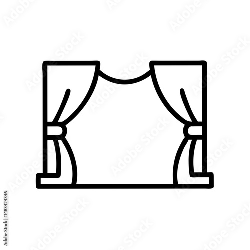 Stage Curtain Icon Representing Live Show, Theater Performance, and Entertainment Event Opening