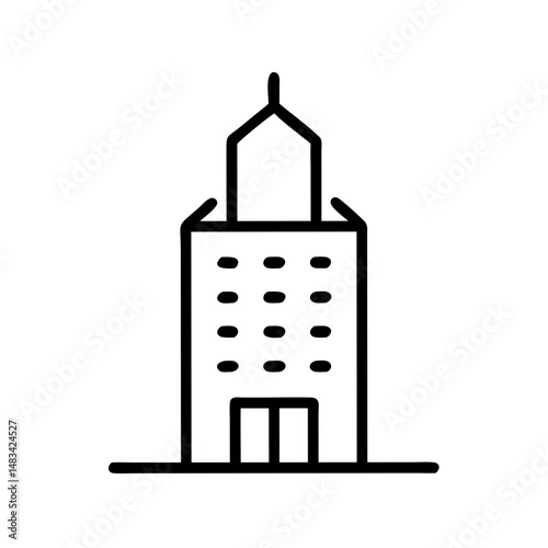 Standard Tower Office Block Icon Representing Commercial Office Building, Corporate Workspace, and Urban Business Infrastructure