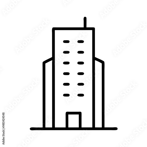 Standard Tower Office Block Icon Representing Commercial Office Building, Corporate Workspace, and Urban Business Infrastructure