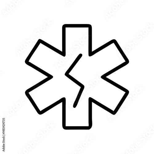 Star of Life Icon Representing Emergency Medical Services, First Aid Response, and Healthcare Assistance