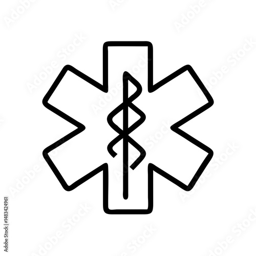 Star of Life Icon Representing Emergency Medical Services, First Aid Response, and Healthcare Assistance