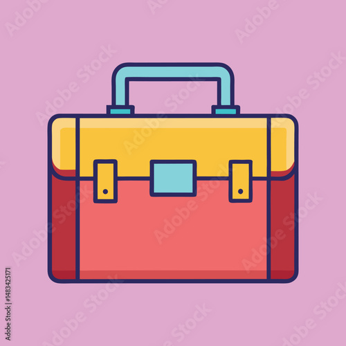 Retro toolbox vector illustration with a teal handle isolated on a pink background illustration