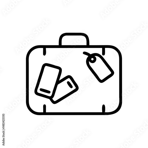 Suitcase with Tags Icon Representing Tourist Luggage, Travel Essentials, and Vacation Baggage Identification