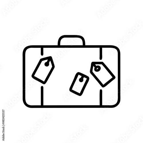 Suitcase with Tags Icon Representing Tourist Luggage, Travel Essentials, and Vacation Baggage Identification