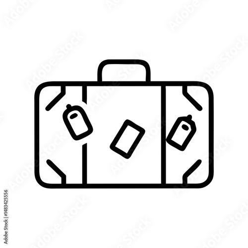Suitcase with Tags Icon Representing Tourist Luggage, Travel Essentials, and Vacation Baggage Identification