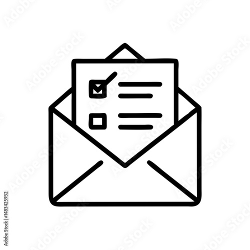 Survey Result Email Icon Representing Feedback Summary, Digital Report Delivery, and Online Response Notification