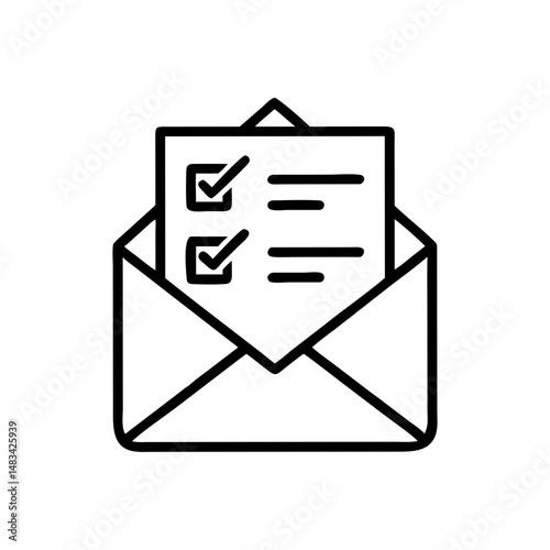 Survey Result Email Icon Representing Feedback Summary, Digital Report Delivery, and Online Response Notification