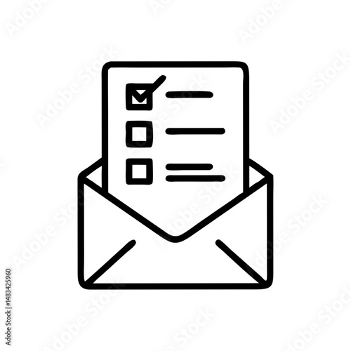 Survey Result Email Icon Representing Feedback Summary, Digital Report Delivery, and Online Response Notification