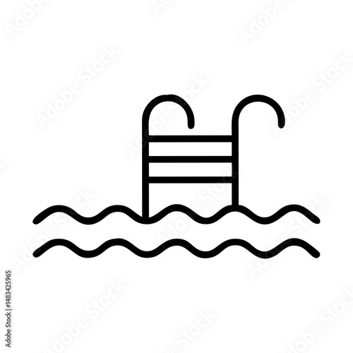 Swimming Pool Icon Representing Resort Facilities, Leisure Amenities, and Recreational Water Activities