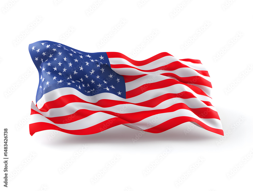 Obraz premium Waving USA flag isolated on white