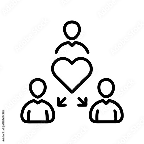 Team with Heart Connection Icon Representing Compassionate Collaboration, Empathetic Leadership, and Unified Team Spirit