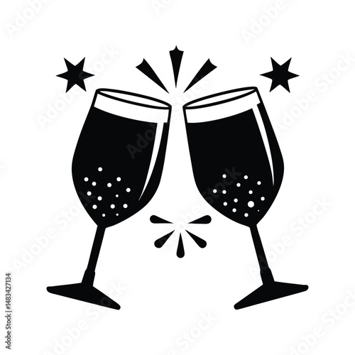 two glasses of champagne vector illustration on white background