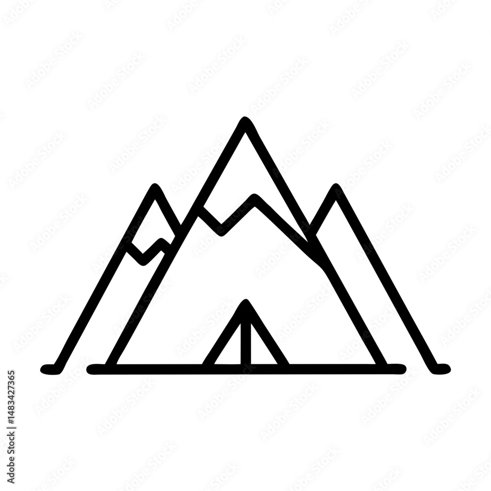 Tent with Mountain View Icon Representing Camping, Outdoor Adventure, and Nature Exploration
Tent with Mountain View Icon Representing Camping, Outdoor Adventure, and Nature Exploration
