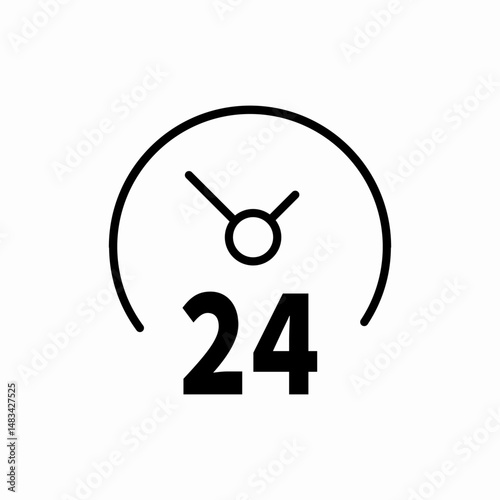 Twenty four hour clock icon vector sign