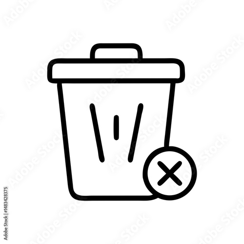 Trash Can Delete Icon Representing Data Removal, File Deletion, and Digital Cleanup Functionality