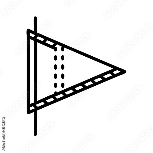 Triangular Navigation Flag Icon Representing Location Marker, Directional Indicator, and Route Destination Point