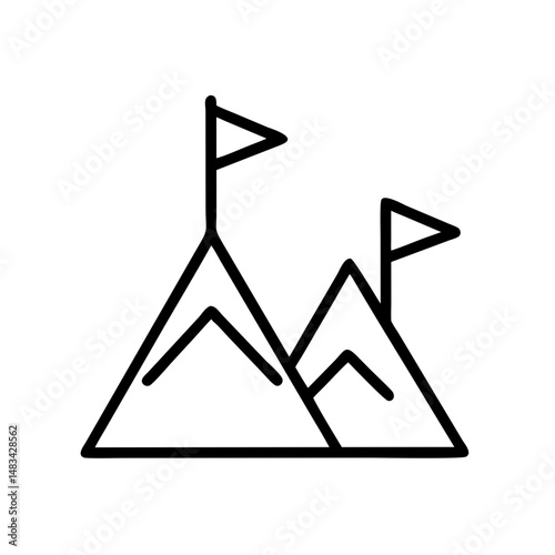 Triangular Navigation Flag Icon Representing Location Marker, Directional Indicator, and Route Destination Point