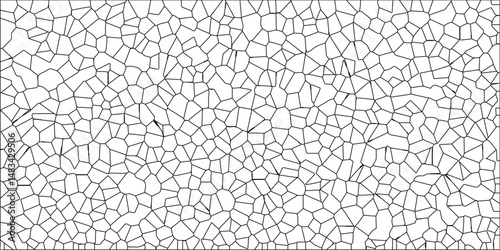 A metal grid stands isolated against a white background with White color Broken Stained-Glass. White color Broken Stained-Glass Background with black.  Diamond shape polygonal texture.