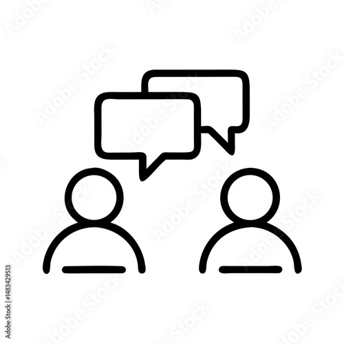 Two Users Messaging Icon Representing Online Communication, Chat Interaction, and Social Conversation Exchange