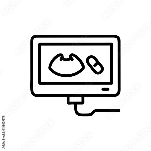 Ultrasound Monitor Icon Representing Prenatal Checkup, Fetal Imaging, and Medical Diagnostic Scanning