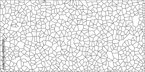 A metal grid stands isolated against a white background with White color Broken Stained-Glass. White color Broken Stained-Glass Background with black.  Diamond shape polygonal texture.
