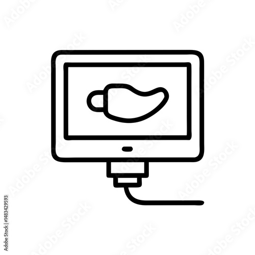 Ultrasound Monitor Icon Representing Prenatal Checkup, Fetal Imaging, and Medical Diagnostic Scanning