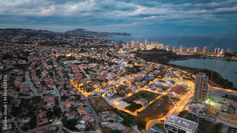 Fototapeta premium Calp Cityscape at Dusk