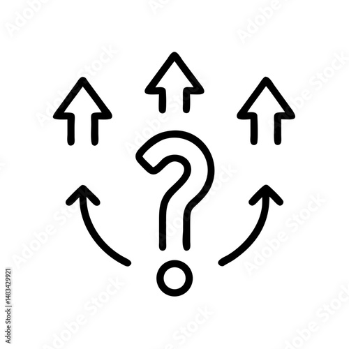 Upward Arrows with Question Mark Icon Representing Uncertain Growth, Financial Risk, and Directional Ambiguity