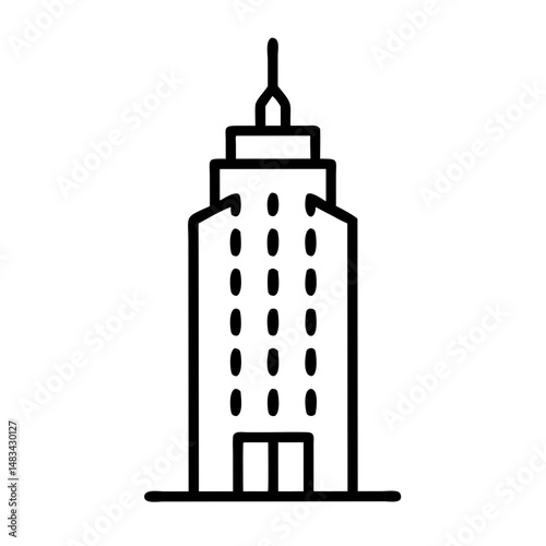 Urban Office Tower Icon Representing City Skyscraper, Commercial Building, and Corporate Workspace Architecture