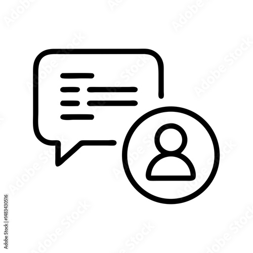User Profile with Chat Icon Representing Online Communication, Messaging Interaction, and Digital User Identity