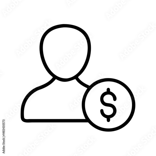 User Profile with Dollar Icon Representing Financial Account, Payment Identity, and Personal Economic Profile