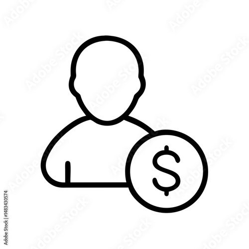 User Profile with Dollar Icon Representing Financial Account, Payment Identity, and Personal Economic Profile
