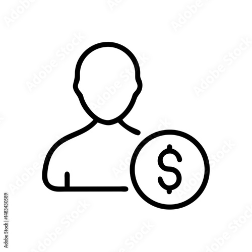 User Profile with Dollar Icon Representing Financial Account, Payment Identity, and Personal Economic Profile