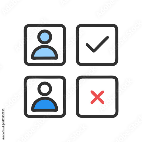 User with Choice Boxes Icon Representing Decision Making, Option Selection, and Interactive User Input