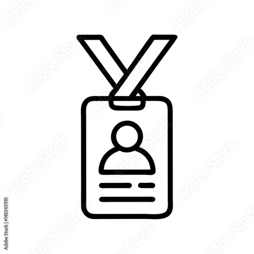 Vertical ID Badge Icon Representing Employee Identification, Access Pass, and Personal Name Tag