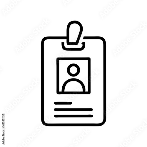 Vertical ID Badge Icon Representing Employee Identification, Access Pass, and Personal Name Tag