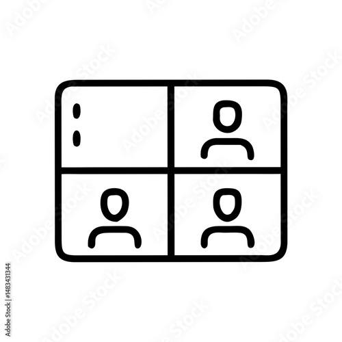 Video Call Grid Icon Representing Virtual Meeting, Online Conference, and Remote Team Communication Interface