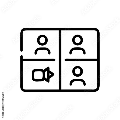 Video Call Grid Icon Representing Virtual Meeting, Online Conference, and Remote Team Communication Interface