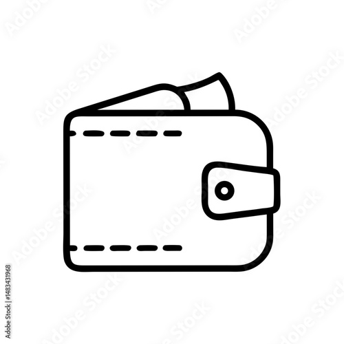 Wallet with Fold Icon Representing Compact Money Holder, Personal Finance Organizer, and Currency Storage