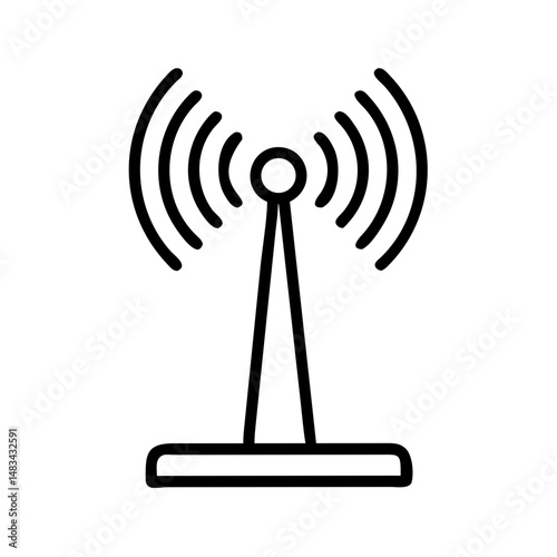 Wireless Router Device Icon Representing Wi-Fi Signal Transmission and Internet Connectivity