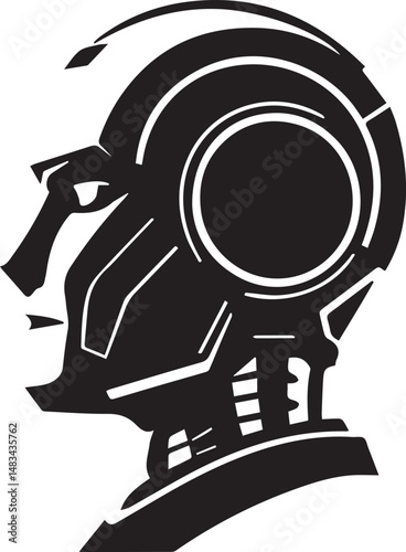 Black and white robot vector