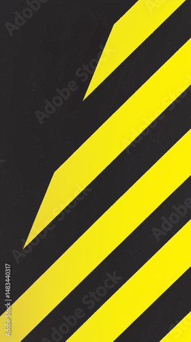 Yellow Black Diagonal Stripes Warning Hazard Sign Safety Caution Pattern Design Graphic