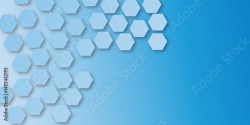 Abstract geometric light blue color hexagon shape technology digital hi tech concept background.