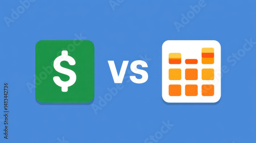Budget comparison graphic featuring dollar sign and calendar icon, illustrating financial planning and departmental spending
