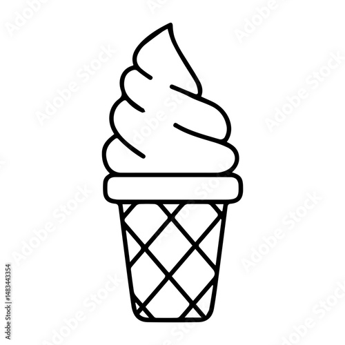 black and white ice cream icon
