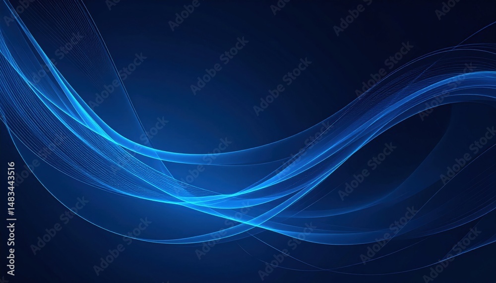 Naklejka premium Abstract Glowing Blue Waves Design